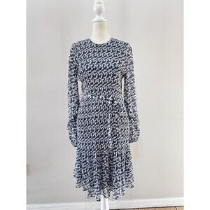 Boden French navy wrinkle proof long sleeve dress size us 4L